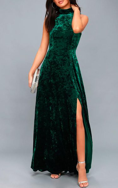 In The Louvre Forest Green Velvet Backless Maxi Dress - Best Maxi Dress